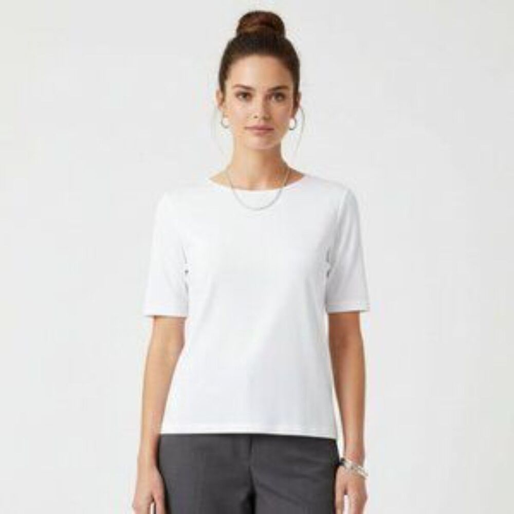 Banana Republic Gray Ribbed Short Sleeve Tee T‎ Shirt Top NEW L